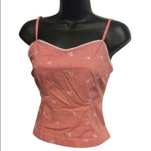 Ann Taylor Stretch Red &White Checkered Cami